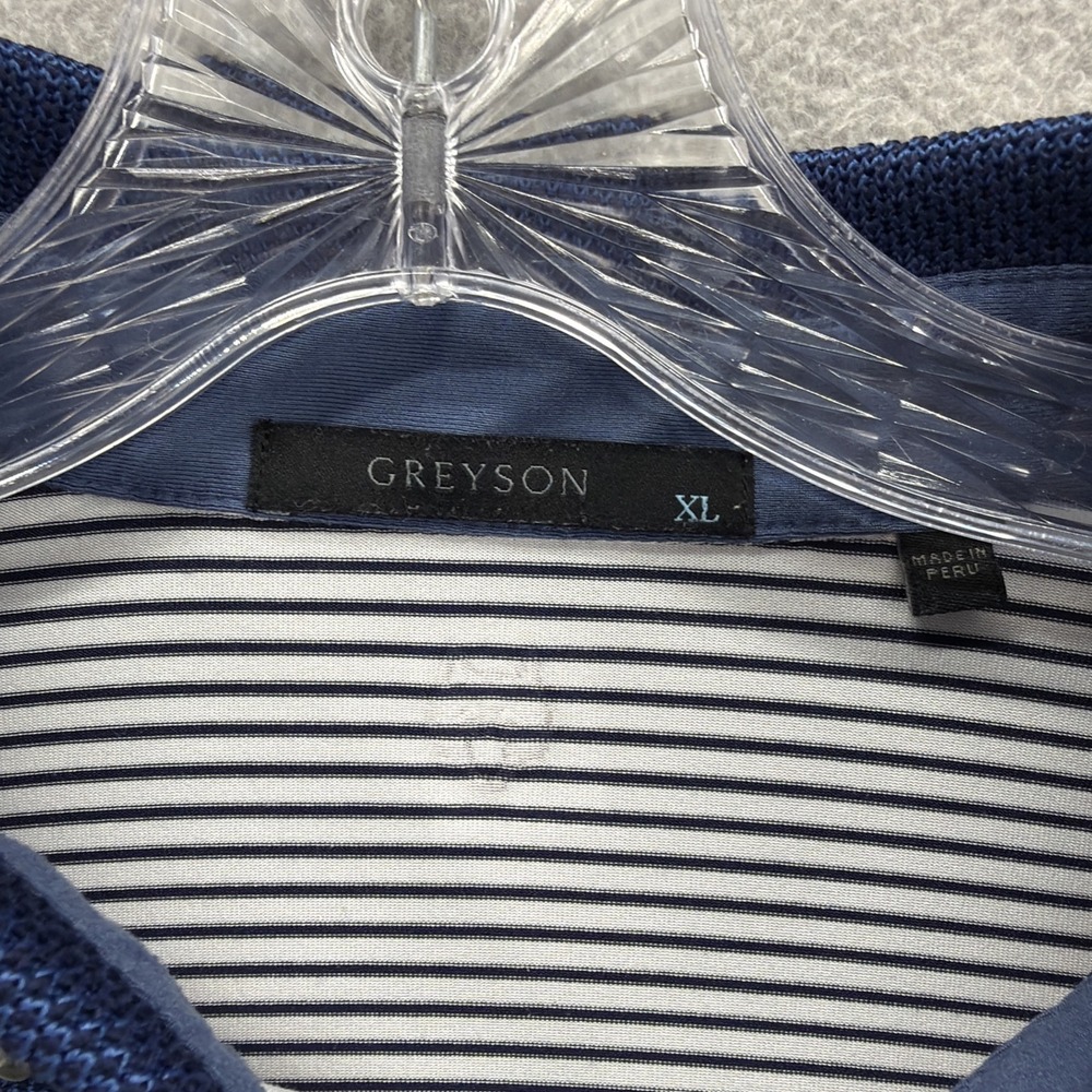 Greyson Polo Shirt Mens‎ XL Blue White Striped Trump National Charlotte Golf - Picture 6 of 9